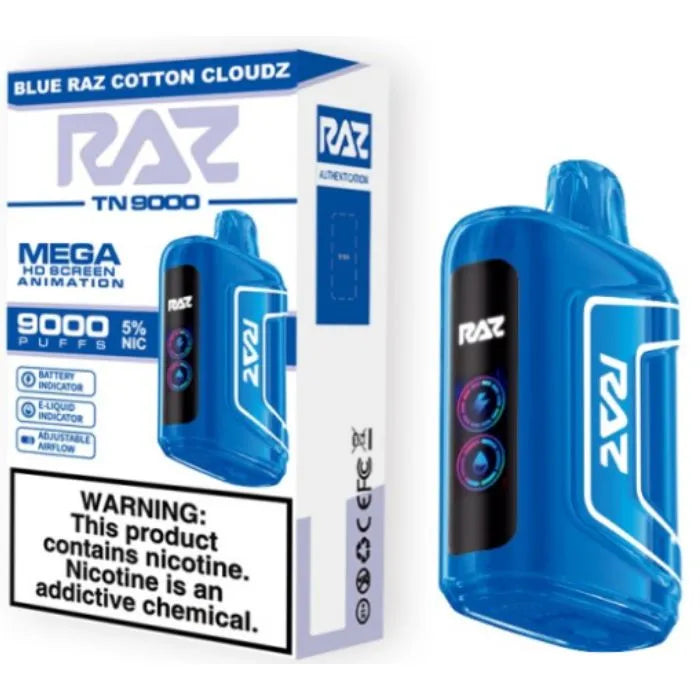 RAZ TN9000 Blue Razz Cotton Candy | RAZ VAPES WEBSITE